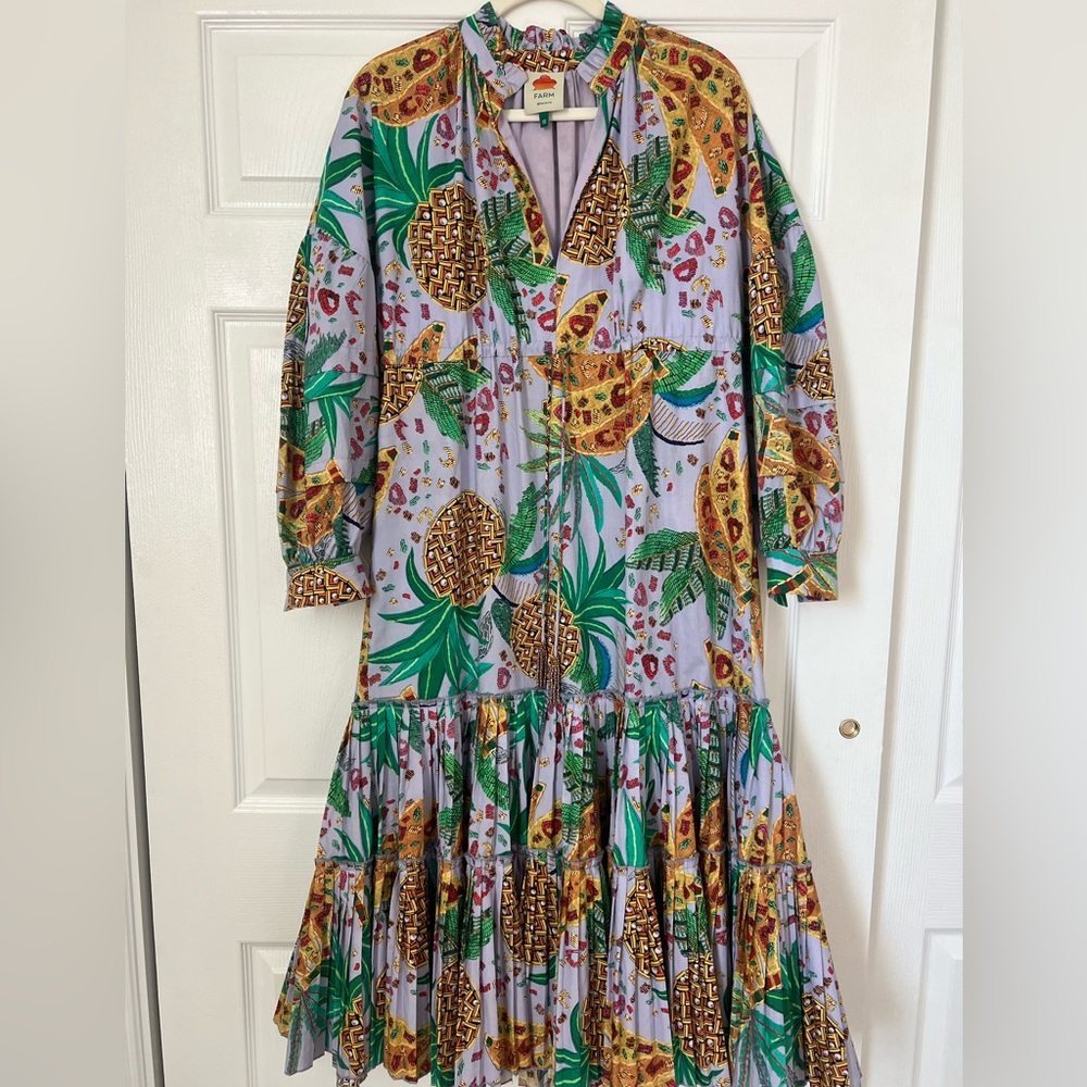 Farm Rio Pineapple and Banana print midi dress